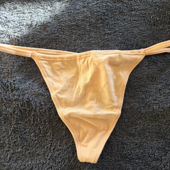 Victoria's Secret Pink! Nude cotton V-string Panties size L - Picture 1 of 5